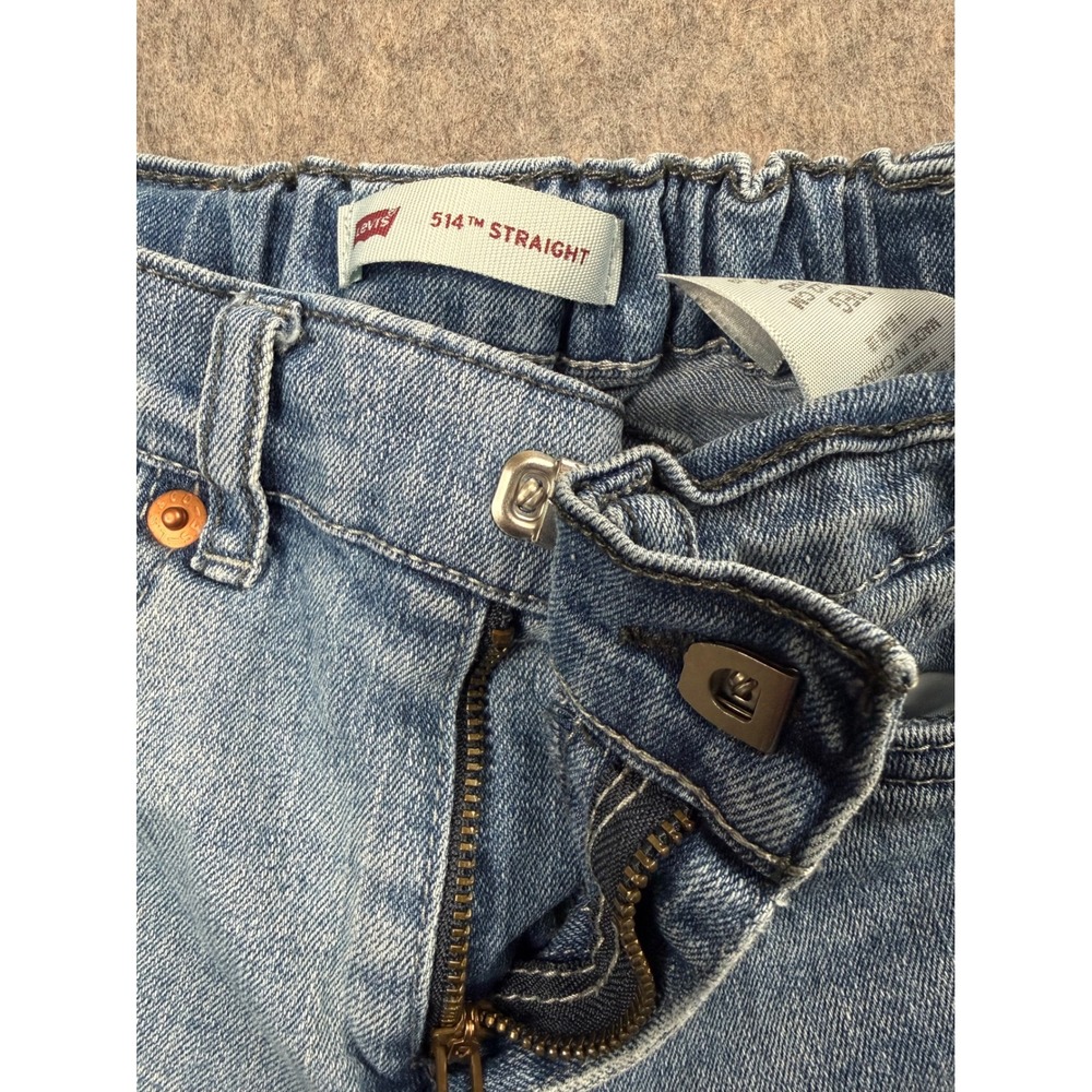 Levis 514 Straight Leg Jeans Kids Size 7 Regular Light Wash Adjustable Waist - Picture 4 of 7